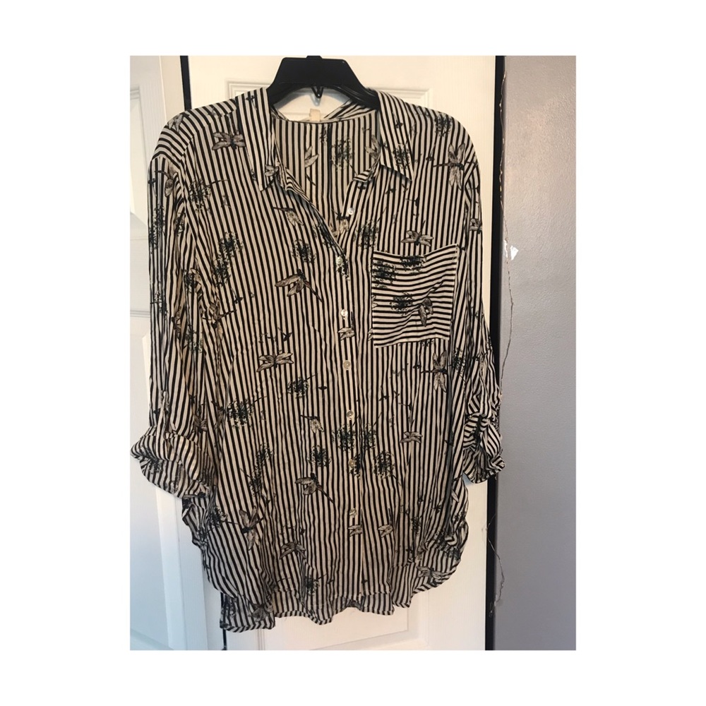 Stipe button-down blouse